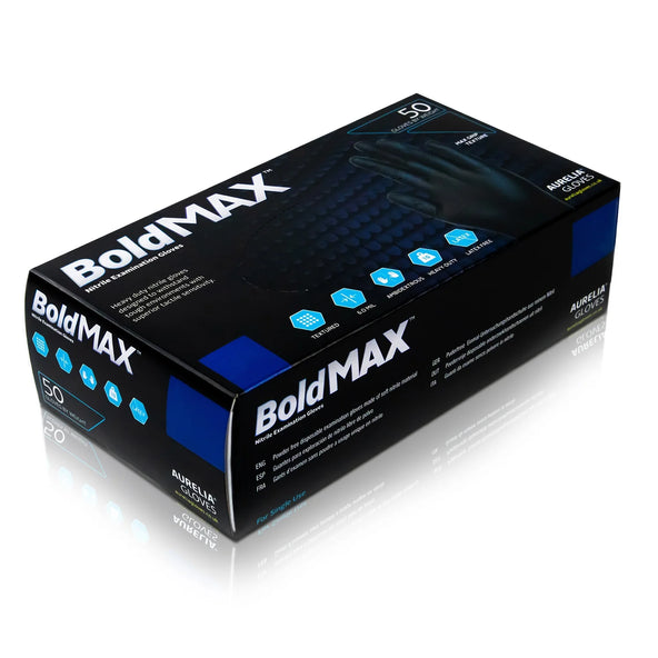 Aurelia® Bold MAX - Premium Black Diamond Powder-Free Nitrile Glove (Box of 50)